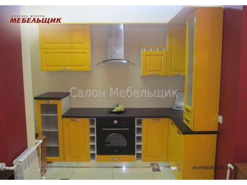 желтая угловая кухня из мдф в Архангельске