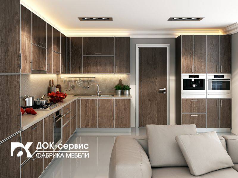 угловая кухня в алюминиевой рамке в Архангельске
