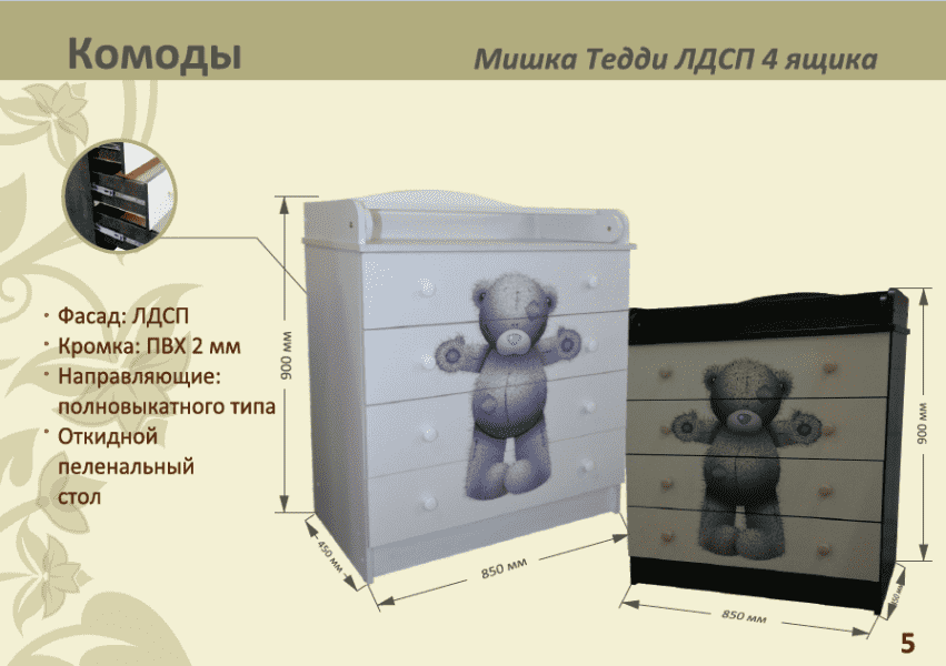 детский комод мишка тедди лдсп 4 ящика в Архангельске