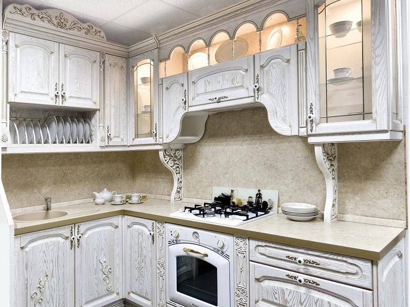 кухонный гарнитур ясень цвет белый-патина золото в Архангельске