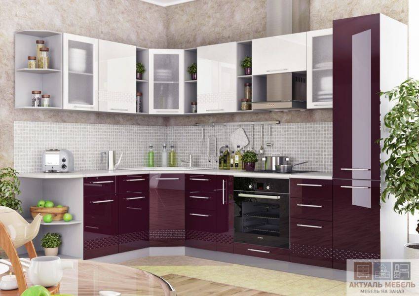 угловая глянцевая кухня в Архангельске
