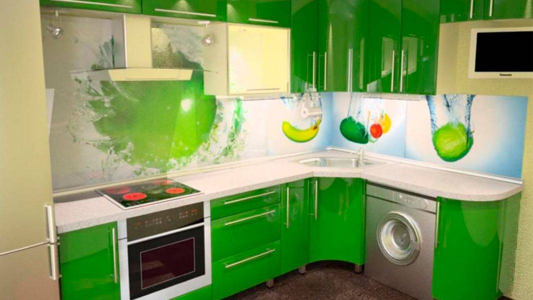 угловая зеленая кухня в Архангельске