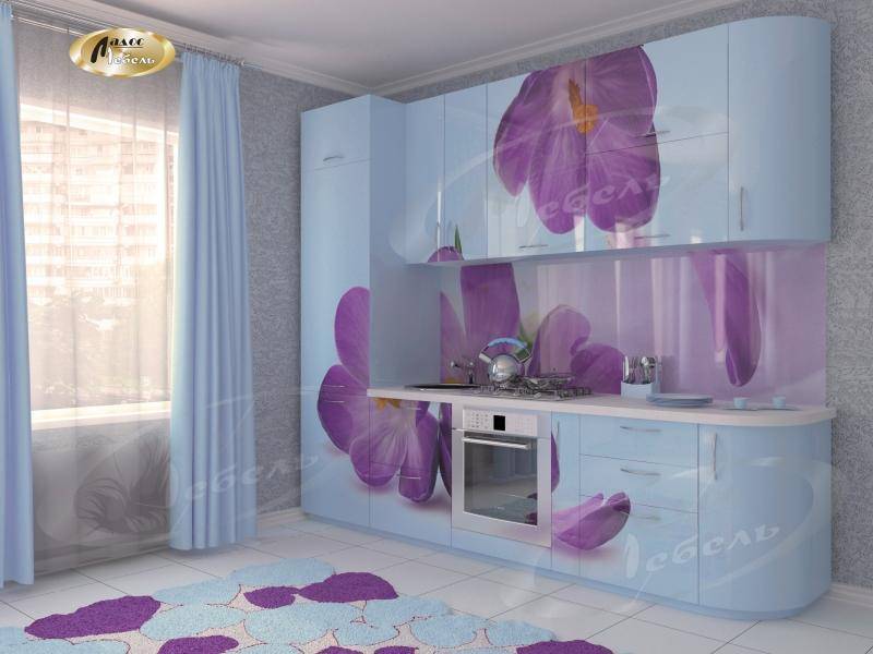кухня прямая «крокус blue» в Архангельске