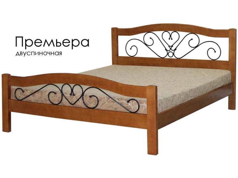 кровать премьера из массива сосны с элементами ковки в Архангельске