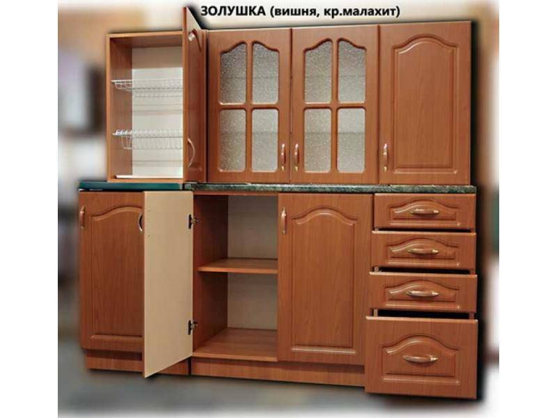 кухня прямая золушка мдф (вишня) в Архангельске