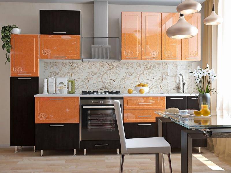 кухонный гарнитур прямой апельсин в Архангельске