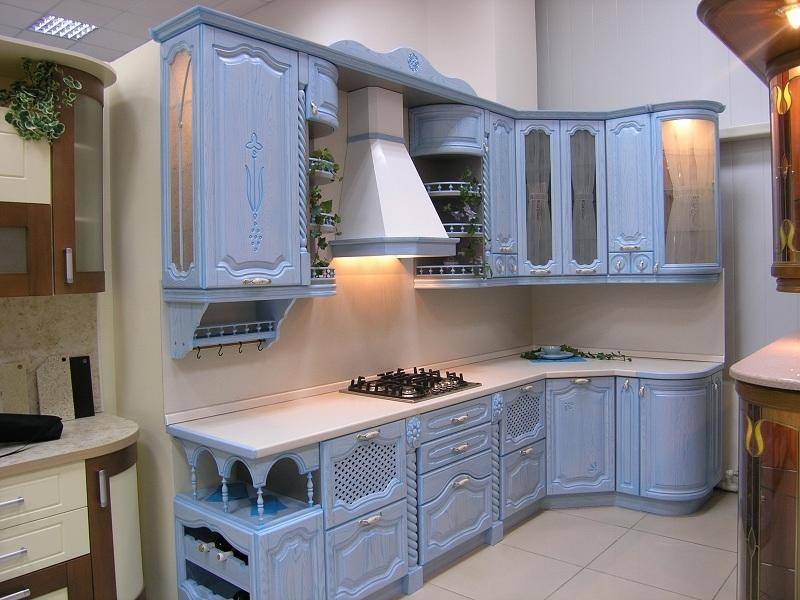 кухонный гарнитур ясень цвет голубая лагуна в Архангельске