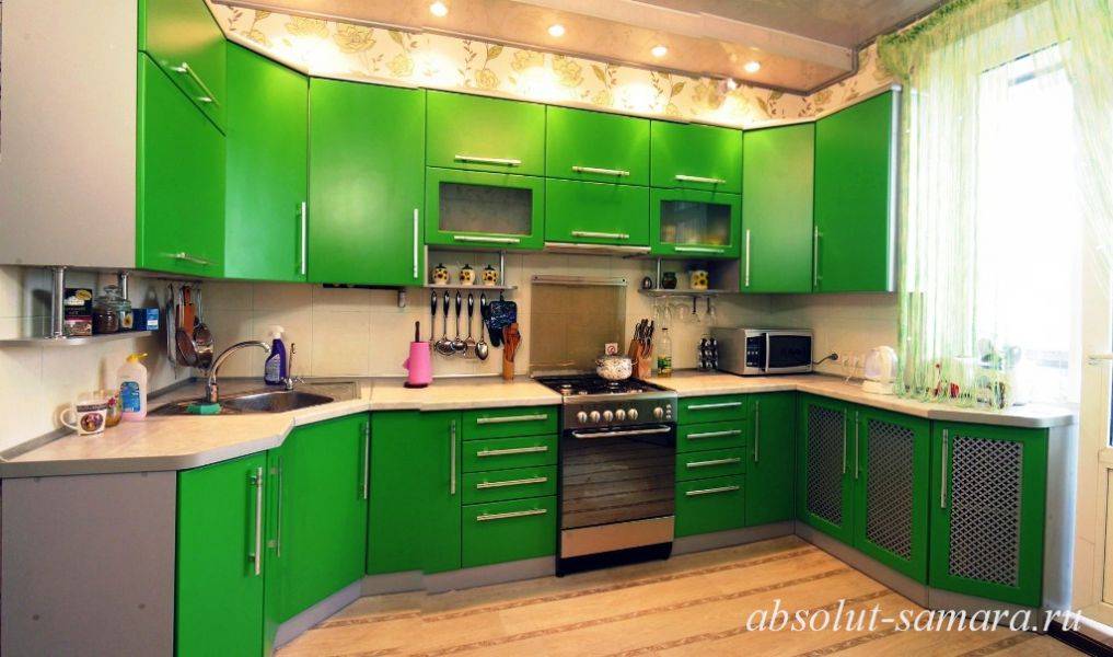 угловая кухня зеленая в Архангельске