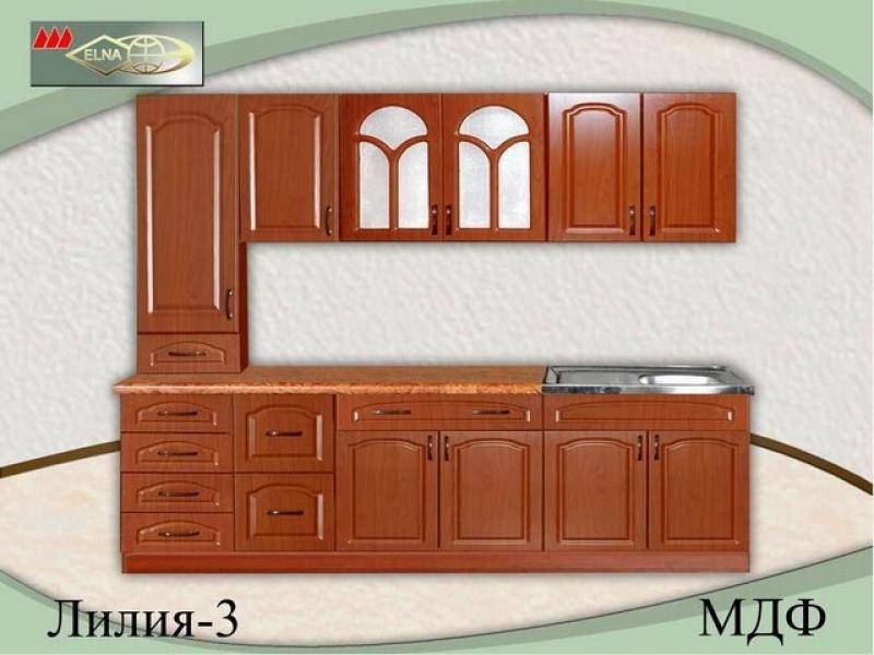 кухня прямая лилия 3 (мдф) в Архангельске