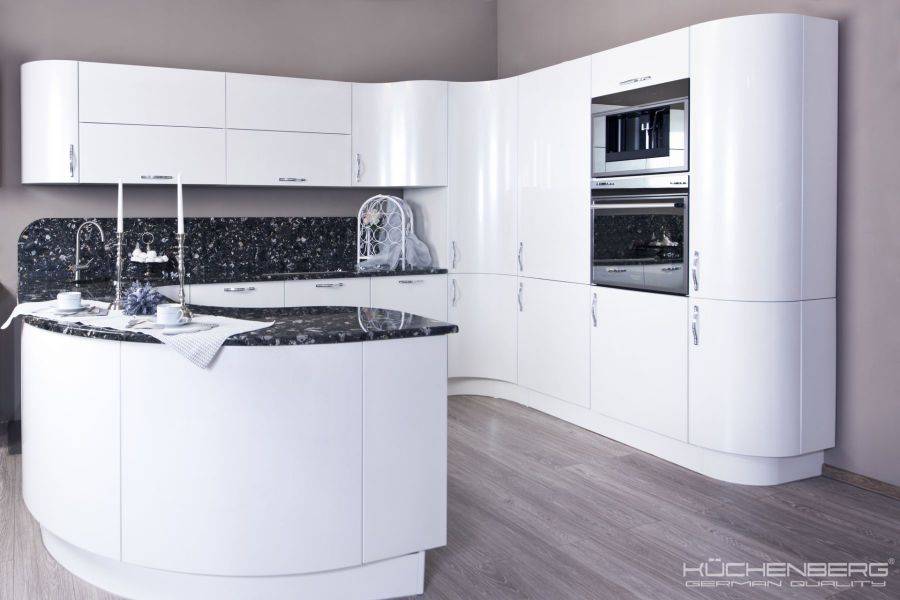 радиусная угловая кухня loft kristall в Архангельске
