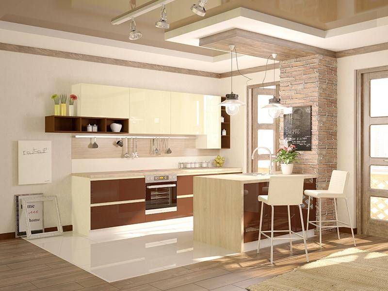 светлая кухня с островом латте small в Архангельске