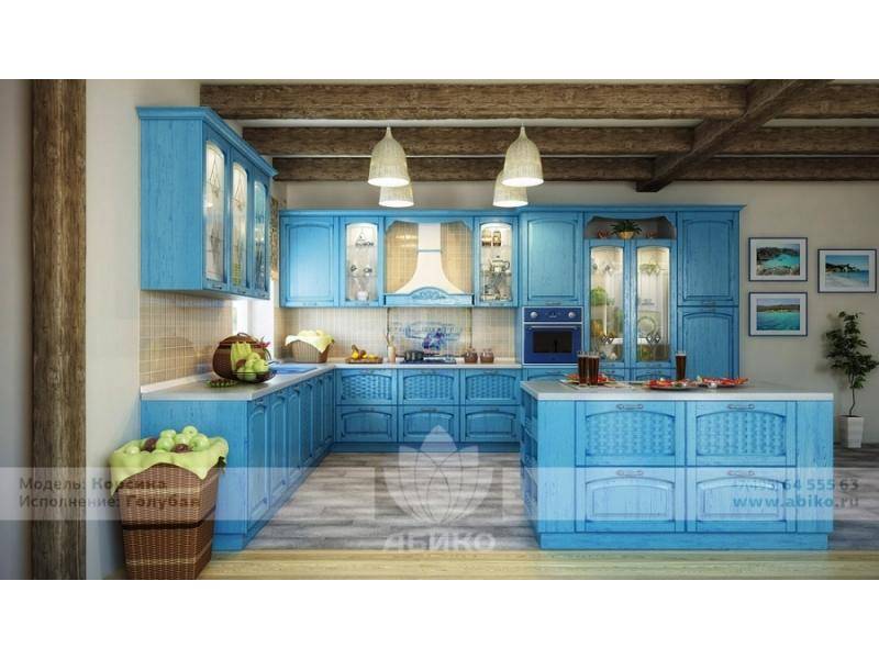 кухня корсика голубая массив в Архангельске