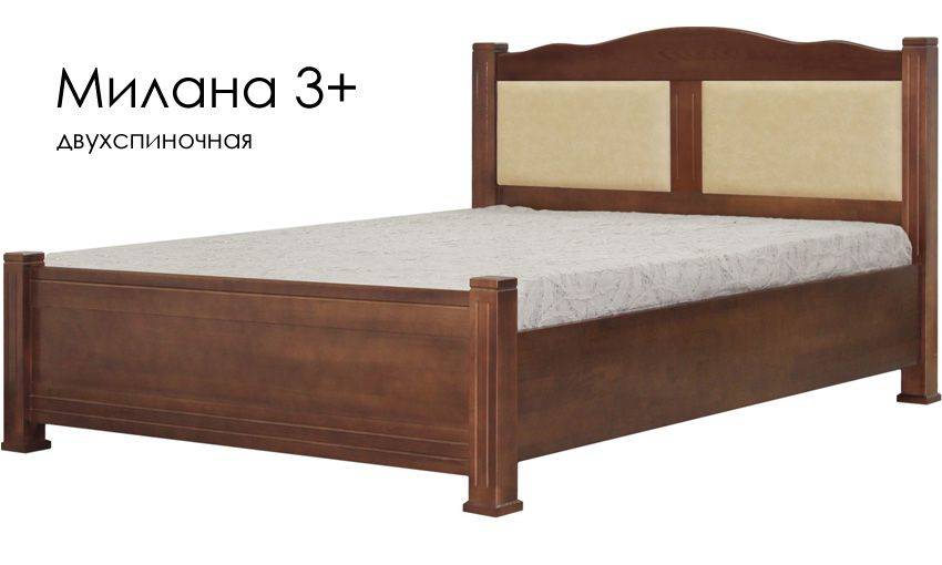 кровать милана 3+ из массива сосны со вставками из экокожи в Архангельске