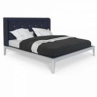 кровать двуспальная с мягким изголовьем 180x200 темно-синяя fly soft new в Архангельске