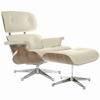 кресло eames style lounge chair & ottoman кремовое в Архангельске