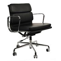 кресло eames style с регулируемой высотой черная кожа в Архангельске