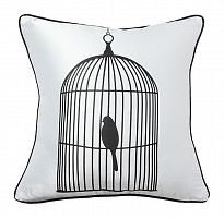 подушка с птичкой в клетке birdie in a cage white в Архангельске