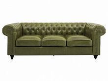 диван chester classic трехместный прямой оливковый, черные ножки в Архангельске