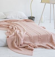 комплект плед с косами (180*220) и 2 наволочки (50*50) св. персик в Архангельске