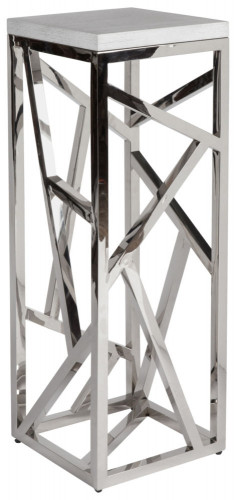 консоль geometric высокая 40x40x110 металл, белая столешница в Архангельске