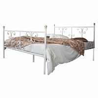 кованая двуспальная кровать 160х200 с двумя спинками белая симона в Архангельске