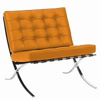 кресло barcelona chair кожа оранжевое в Архангельске