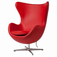 кресло egg chair кожа красное в Архангельске