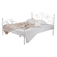 кованая двуспальная кровать 160х200 с двумя спинками белая флоренция в Архангельске