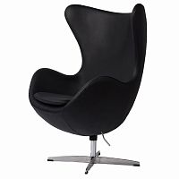 кресло egg chair кожа черное в Архангельске