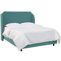 кровать двуспальная с мягкой спинкой 160х200 зеленая aurora wingback teal в Архангельске