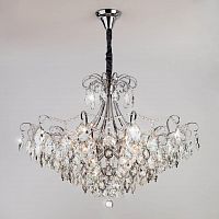 подвесная люстра eurosvet crystal 10080/12 хром/прозрачный хрусталь strotskis в Архангельске
