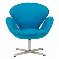 кресло swan chair кашемир голубое в Архангельске