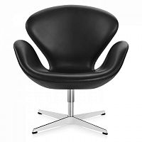 кресло swan chair кожа черное в Архангельске