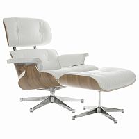 кресло eames style lounge chair & ottoman белое в Архангельске