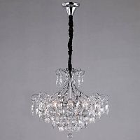 подвесная люстра eurosvet crystal 10080/6 хром/прозрачный хрусталь strotskis в Архангельске