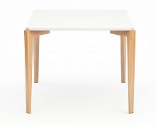 стол обеденный с белой столешницей и коричневыми ножками quatro compact в Архангельске