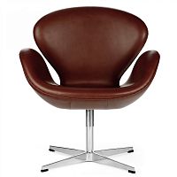кресло swan chair кожа коричневое в Архангельске