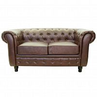 диван chesterfield двухместный прямой коричневый в Архангельске