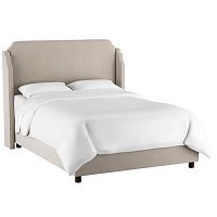 кровать двуспальная с мягкой спинкой 160х200 серая aurora wingback light gray в Архангельске