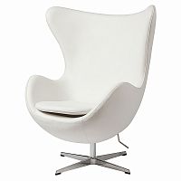 кресло egg chair кожа белое в Архангельске