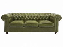 диван chester classic трехместный прямой оливковый, коричневые ножки в Архангельске