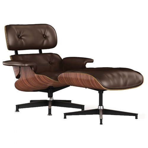 кресло lounge chair & ottoman коричневое в Архангельске