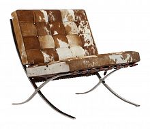 кресло barcelona chair коричнево-белое в Архангельске