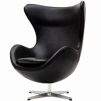 кресло с подлокотниками arne jacobsen style egg chair черное в Архангельске