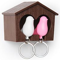 держатель+брелок для ключей двойной sparrow коричневый-белый-розовый в Архангельске