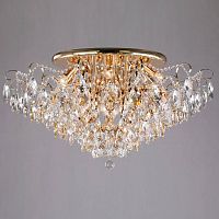 потолочная люстра eurosvet crystal 10081/12 золото/прозрачный хрусталь strotskis в Архангельске