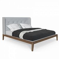 кровать двуспальная с мягким изголовьем 160x200 светло-серая fly soft new в Архангельске