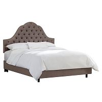 кровать двуспальная 160х200 серая с каретной стяжкой alina tufted smoke в Архангельске