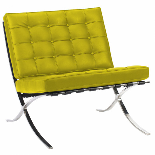 кресло barcelona chair кожа лимонное в Архангельске