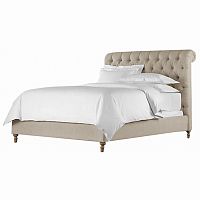 кровать двуспальная 160х200 бежевая из велюра chesterfield fabric sleigh bed в Архангельске